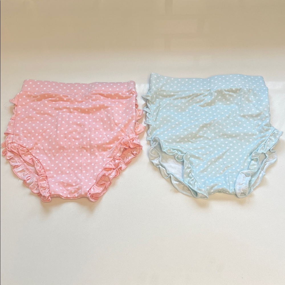 Posh Peanut Pink and Blue Polka Dot Diaper Covers size 18-24. Set of two.